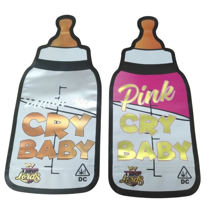 Bolsa Mylar de corte a óleo holográfico de ziplock à prova de crianças, de forma especial, de 3,5 g, bolsa de embalagem comestível