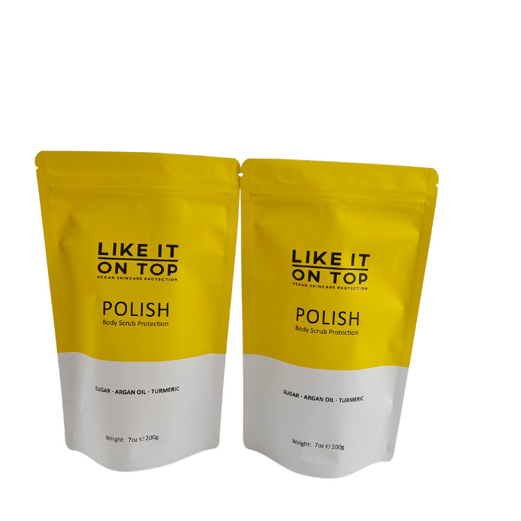 Saco de embalagem refechável de impressão fosco fechado com fecho de fecho de plástico Banho de sal Esfregar corpo em pé Bolsa com fecho