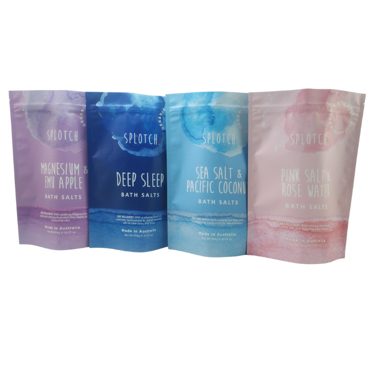 Impressão de logotipo personalizado Ziplock Pouch Body Scrub Sabão Bomba de Banho Embalagem Alumínio Folha Pouch Plastic Zipper Sacos de sal de banho