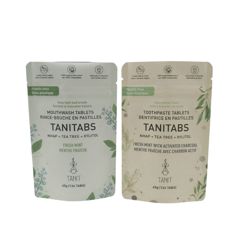 Bolsas para embalagens de alimentos biodegradáveis de plástico, fecho de fecho de alumínio, embalagens de papel alumínio, bolsas em mate personalizadas, biodegradáveis