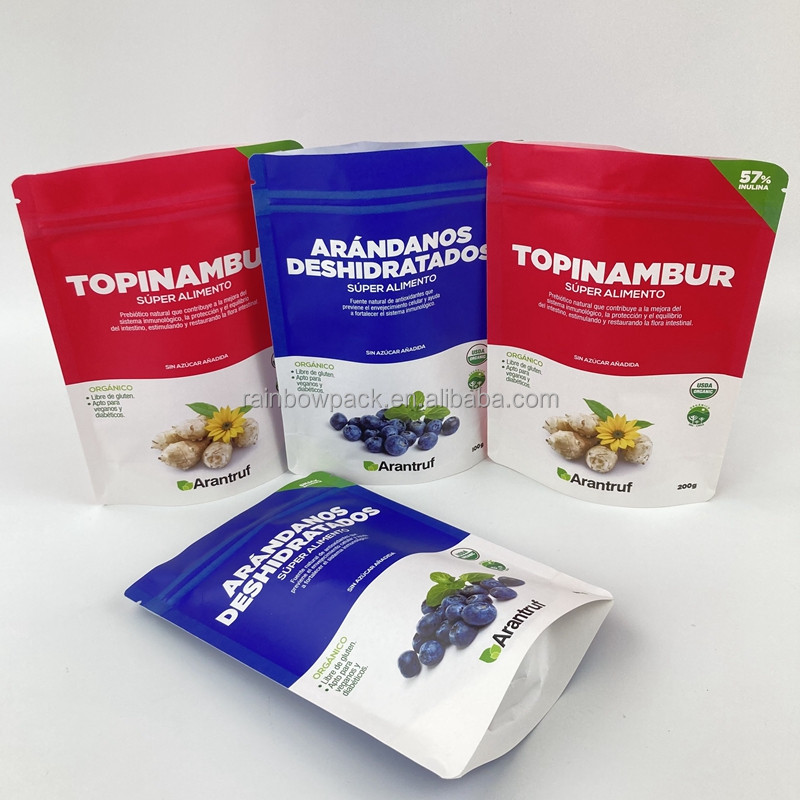 Impressão digital reutilizável biodegradável Eco-friendly Stand Up Pouch White Kraft Paper Zip Lock Zipper Bag