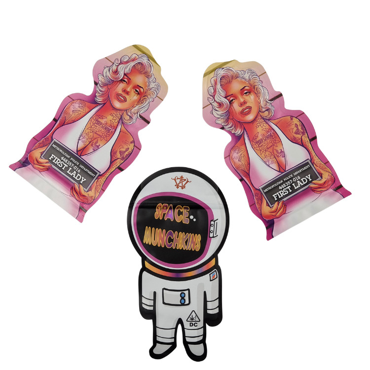 Impressão personalizada Forma Mini Saco Mylar 1g 3.5g 7g 14g 28g Cogumelo Resistente a Olor para Crianças Soft Touch Proof Cali Pack Saco Mylar