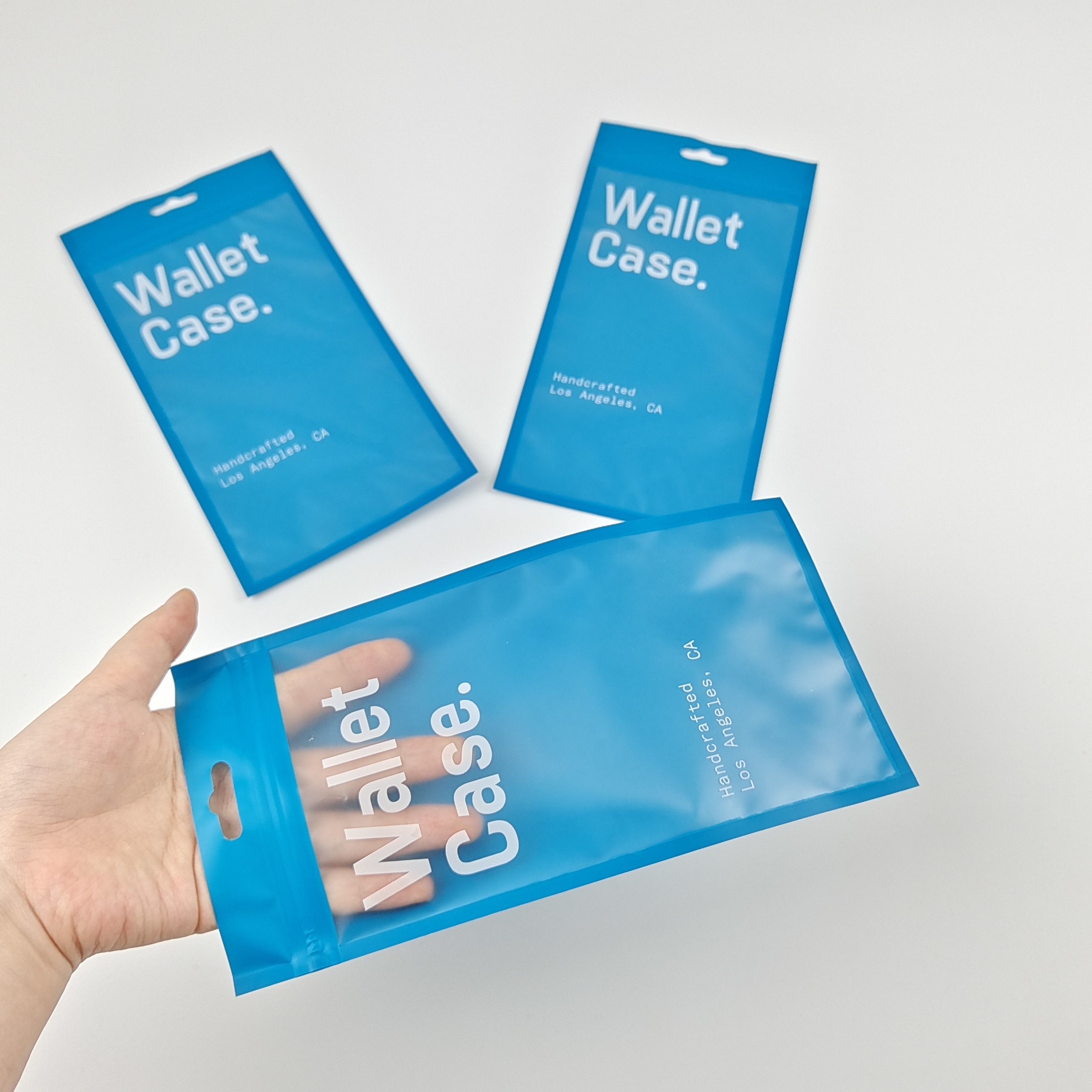 Caixa de carteira de três lados, fecho de fecho, caixa de telefone, sacos de embalagem de plástico