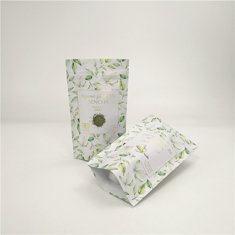 co amigável 3 lados sacos de papel kraft fechados a calor reciclar logotipo preto impresso pequenas sacolas de papel de 5 gramas