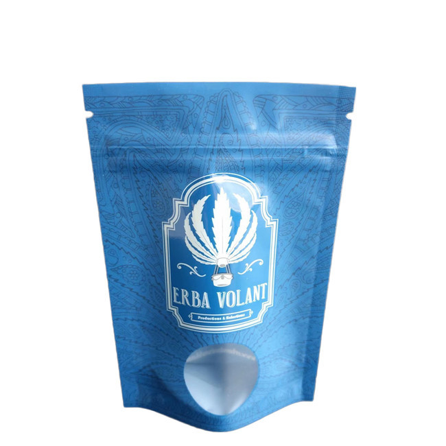 Sacos à prova de odor com mancha UV de janela brilhante 3.5g sacos de embalagem de flores CBD com fecho