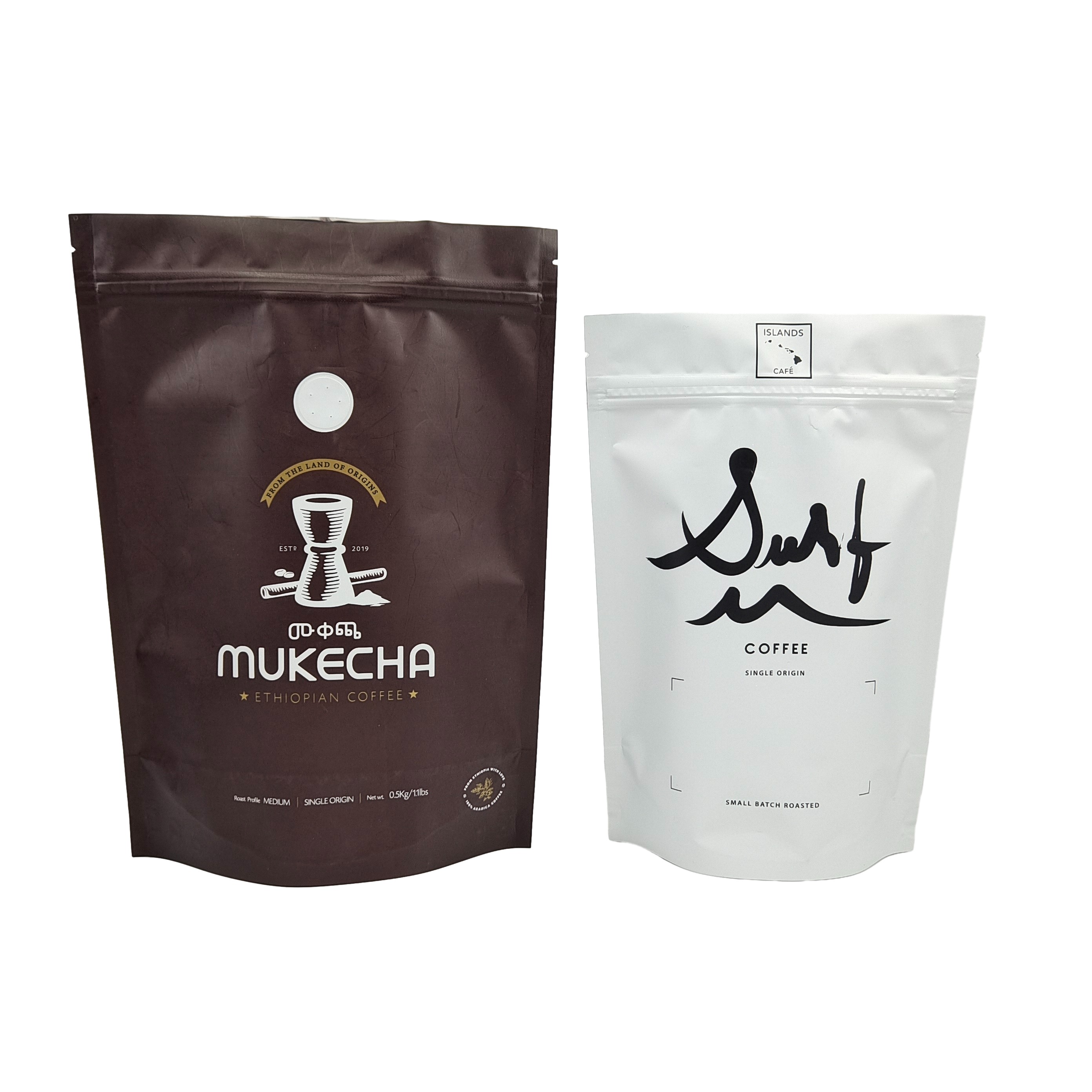 Bolsas coloridas personalizadas de qualidade alimentar Logotipo Impressão Embalagem Café Bolsas de zíper com válvulas