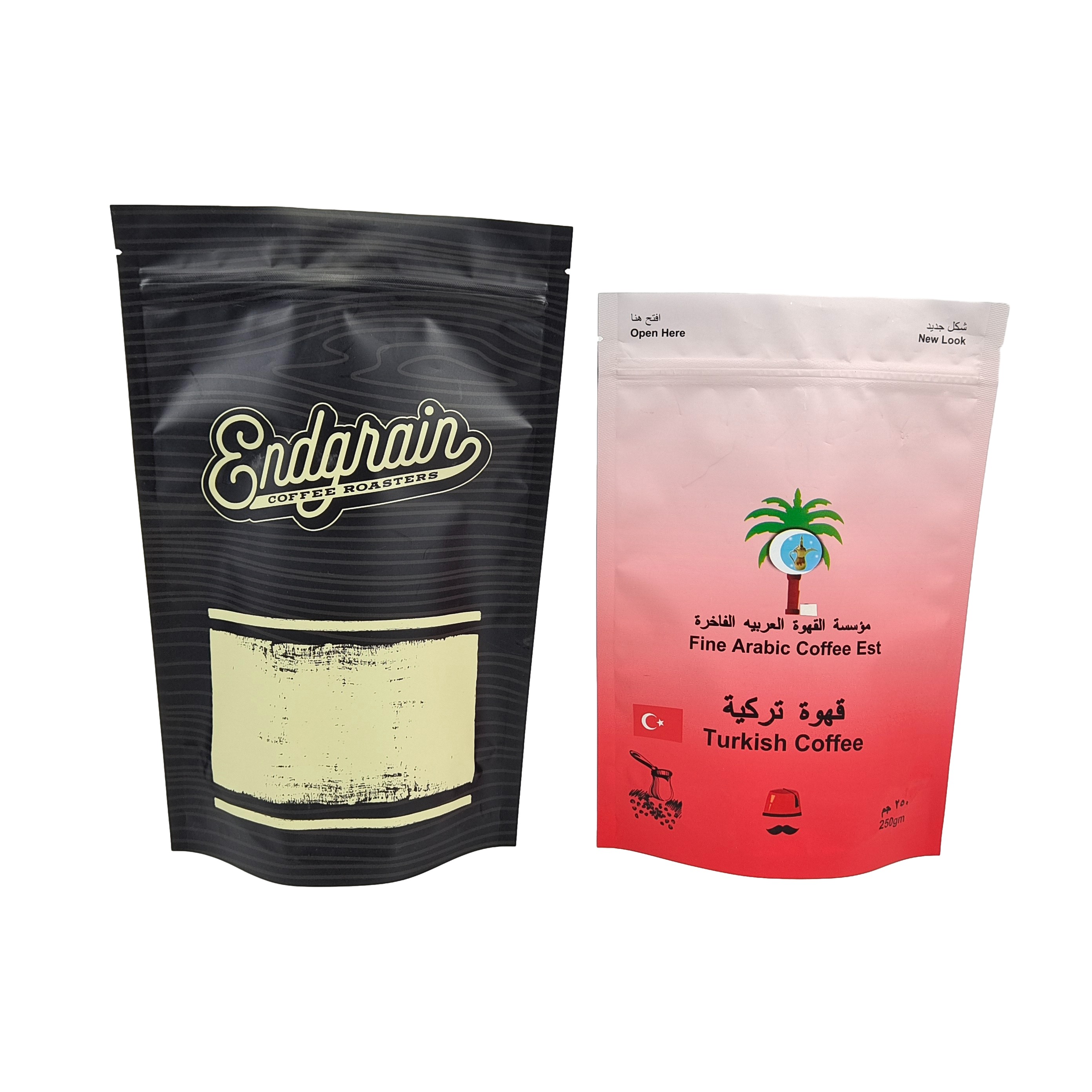 Alumínio Folha Zip Lock Doypack design personalizado sacos de vedação Café alimentos embalagens Stand Up sacos