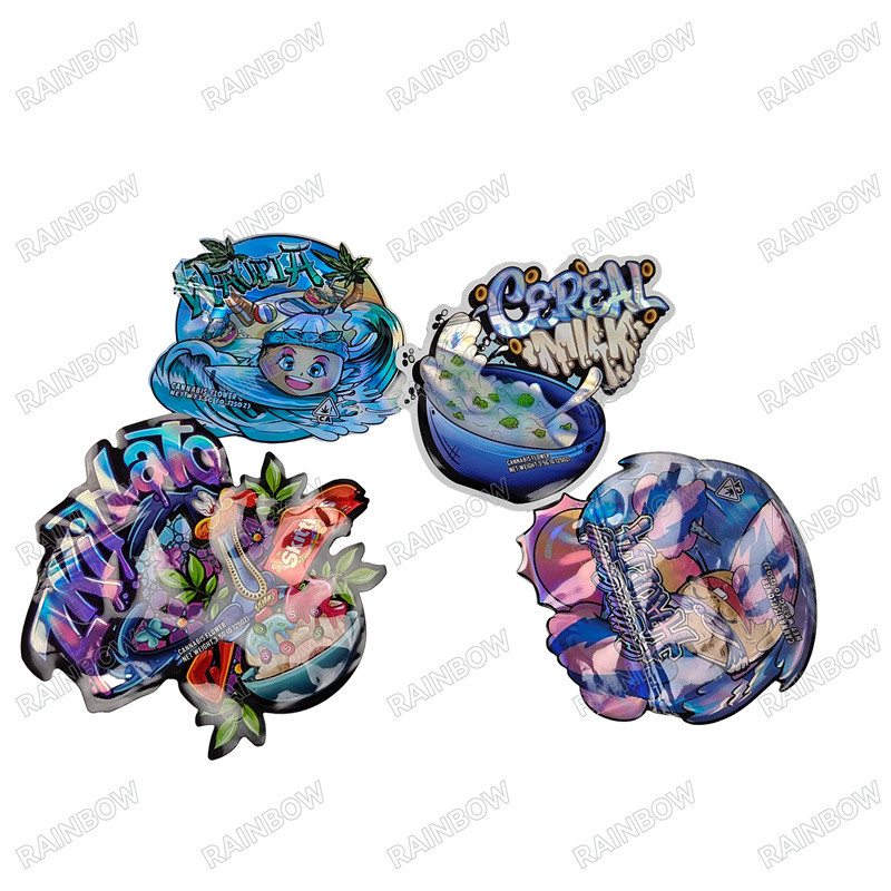 CMYK Pantone Colors 3.5g 7g 14g 28g Sacos de forma especial com tinta ecológica para impressão gravura