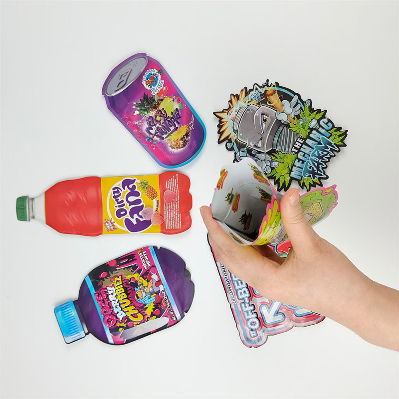 Design de impressão de logotipo personalizado 3.5g Sacos de estoque de corte a óleo irregular Saco à prova de cheiro Sacos de fecho a óleo Mylar Zipper