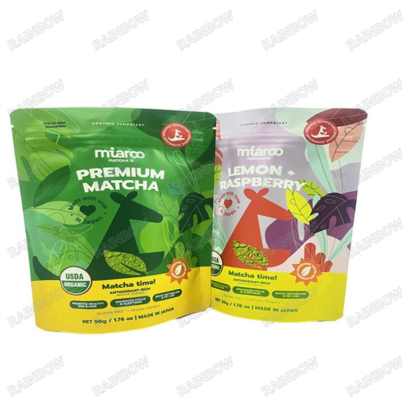 Impressão digital Bolsas de papel Kraft biodegradáveis 100% Fabricantes personalizados Embalagens de alimentos para suportar Prateleiras de plástico