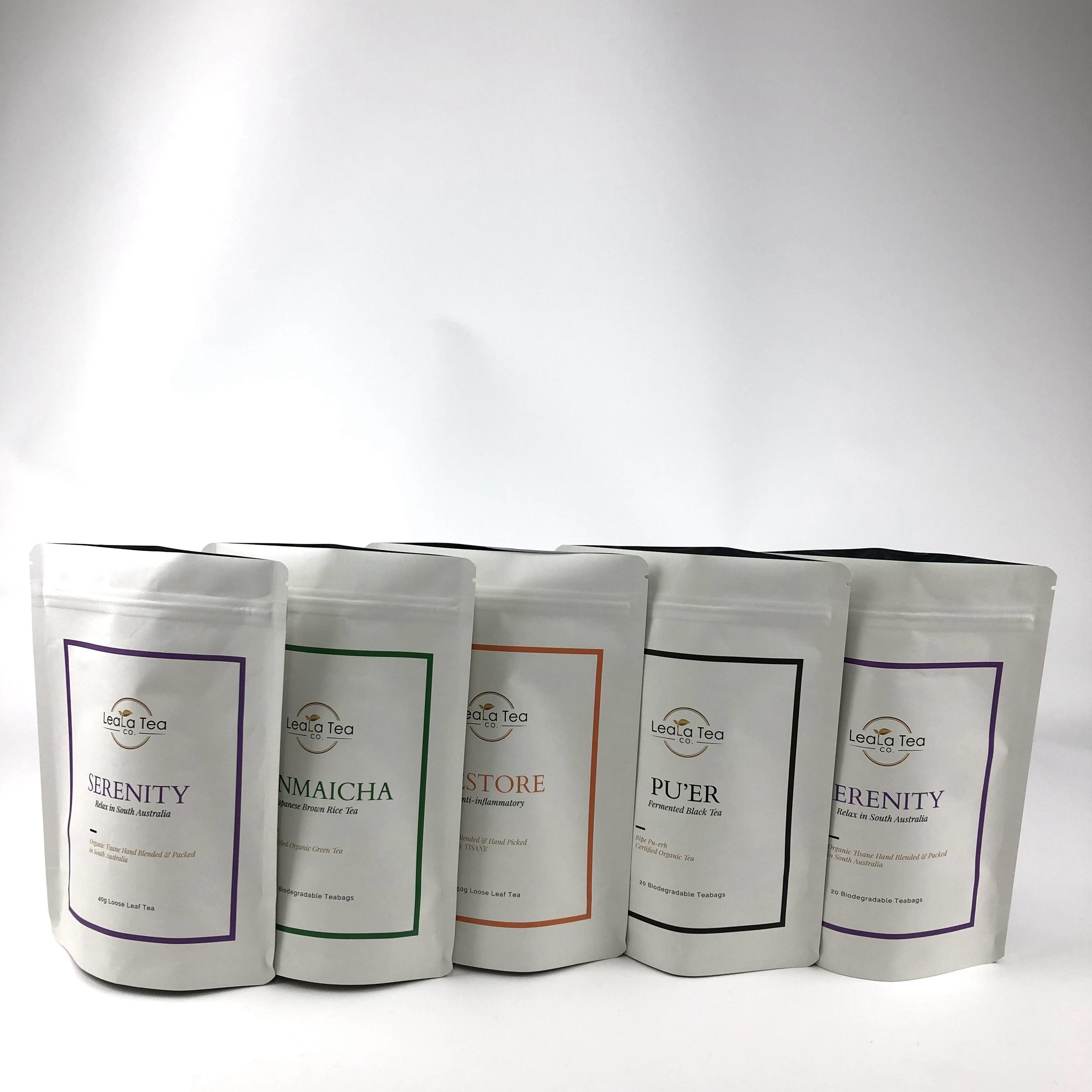 Método de transporte negociável e válvula de desgaseamento Bolsas de papel Kraft Bolsas de chá Embalagens