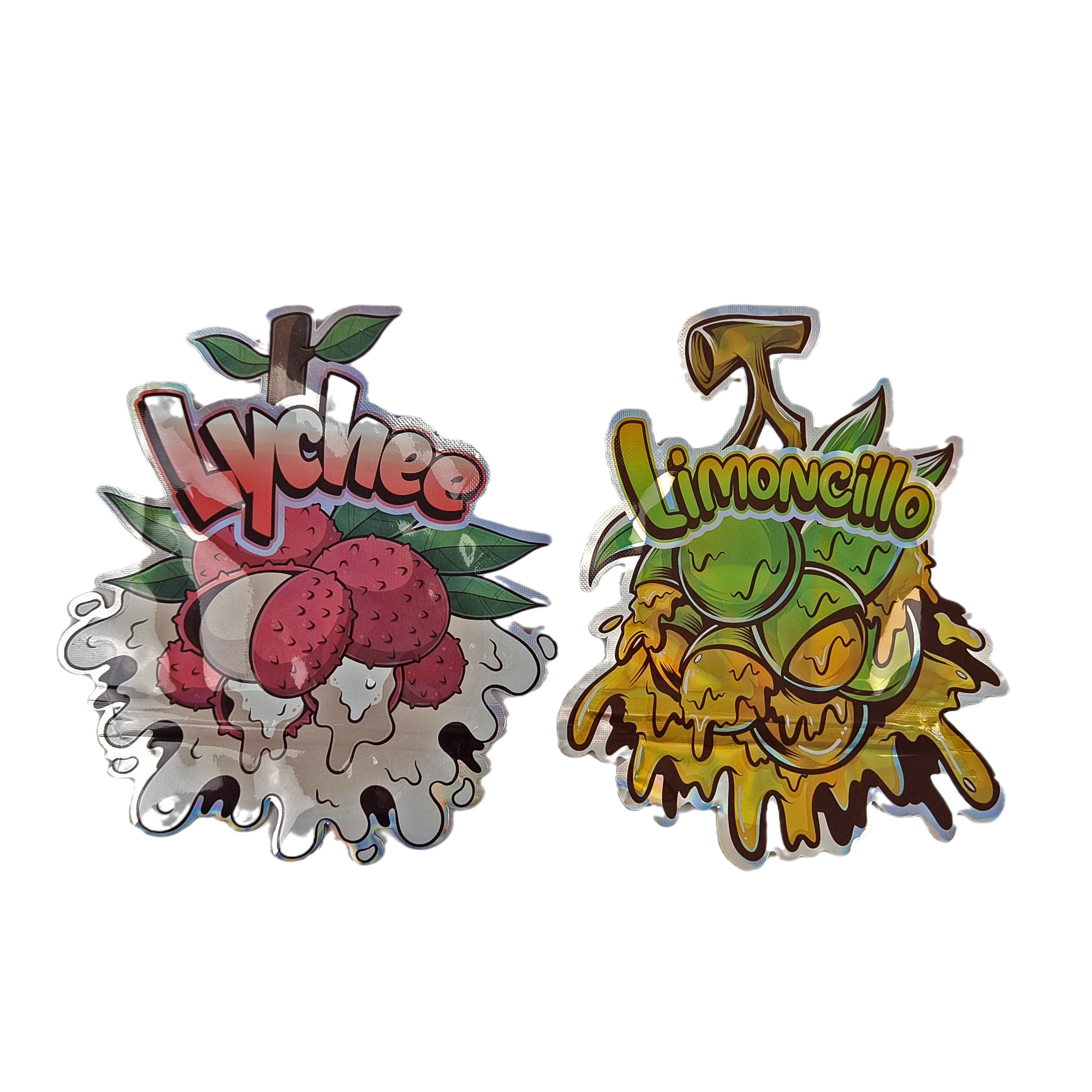 Design personalizado Impresso Irregular fecho de fecho de fecho de fecho 3.5g Embalagem de plástico de forma especial Saco Mylar