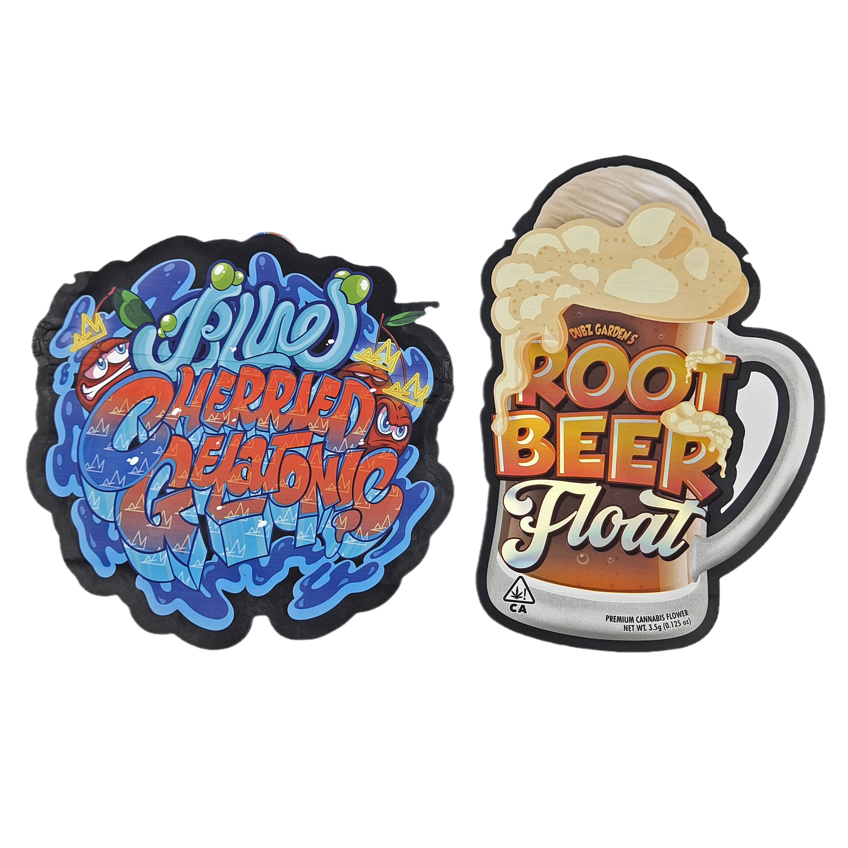 Embalagem Mylar de plástico à prova de crianças com fecho de 3,5 g de qualidade alimentar em forma personalizada