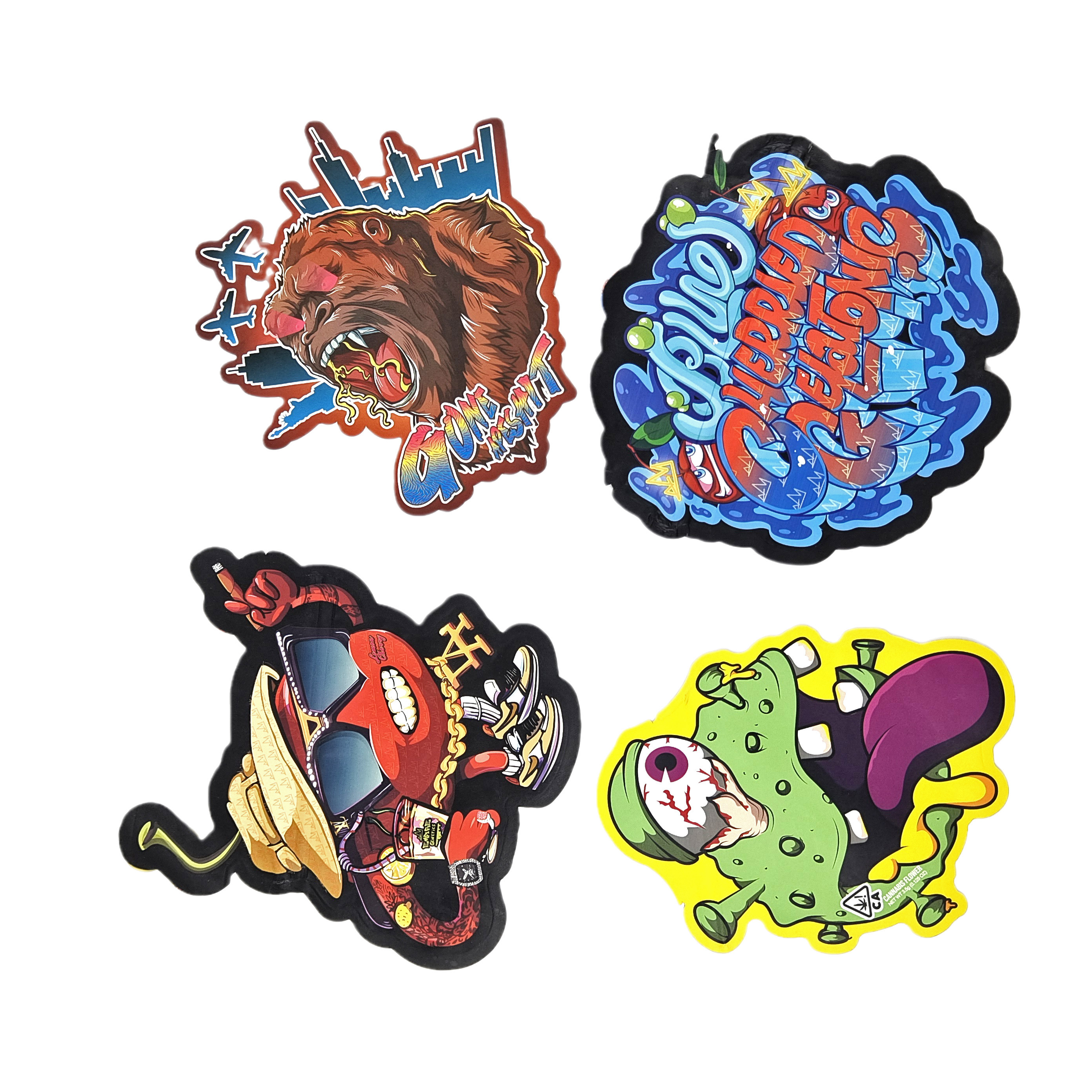 Bolsas de plástico de embalagem de plástico de corte especial Bolsa de plástico de forma especial com ziplock 3.5g Bolsas de snack Mylar