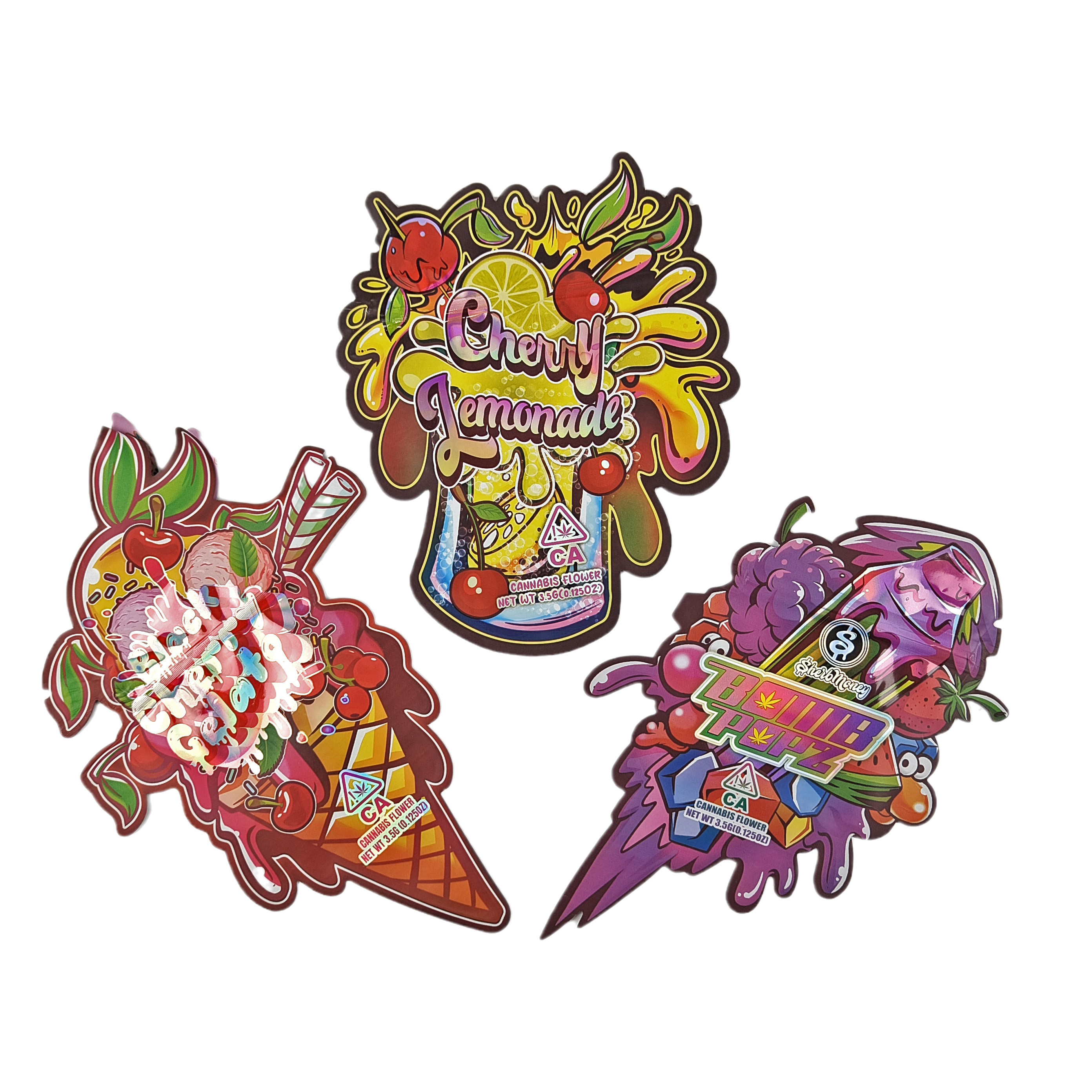 Comércio a retalho 3.5g Sacos de Ziplock de corte a óleo personalizados para embalagens de alimentos