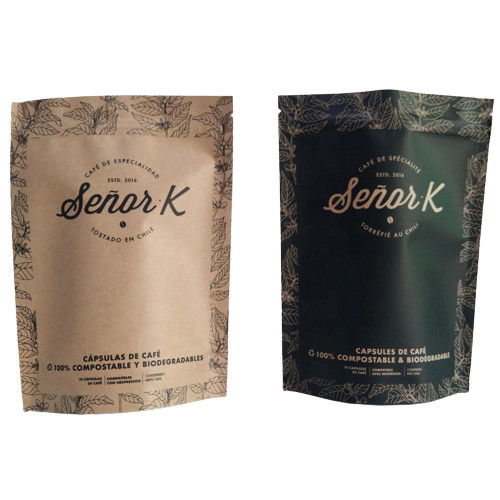 Saco de embalagem de alimentos de fundo plano Filme de impressão em branco simples Top de enchimento com válvula de ar