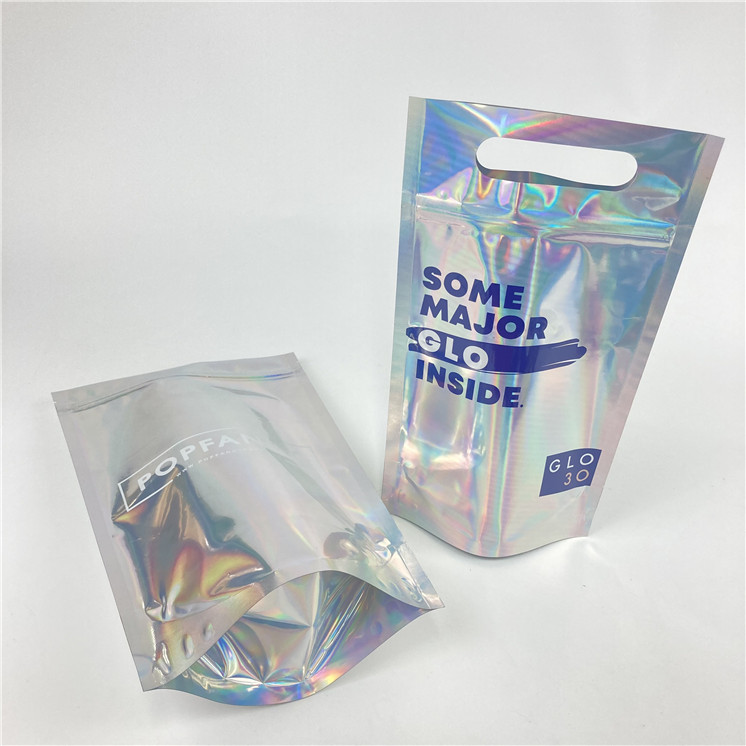 Impressão digital personalizada de alta qualidade filme holográfico Stand Up Mylar sacos de embalagem para doces duros de goma