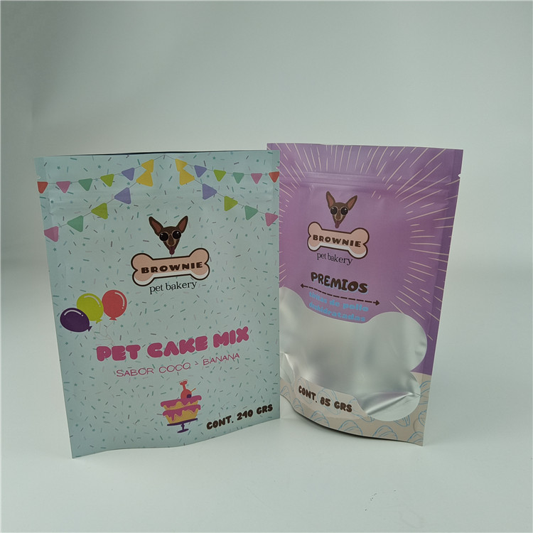 Logotipo personalizado de alta qualidade Impresso Embalagem de armazenamento lisa Bolsa de papel plástico para alimentos para animais de estimação