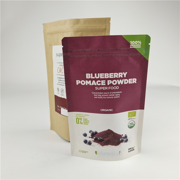 Material de embalagem de alimentos Impressão digital personalizada Bolsas de zíper stand up resistentes ao odor resistentes à umidade