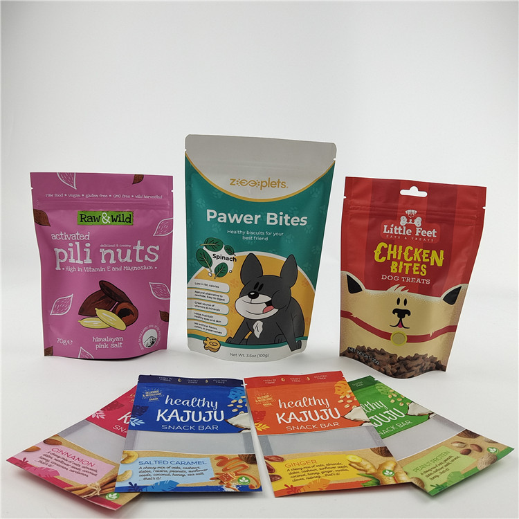 Bolsa de qualidade alimentar impressa personalizada e reciclável e ambientalmente amigável com fecho para embalagens de lanches