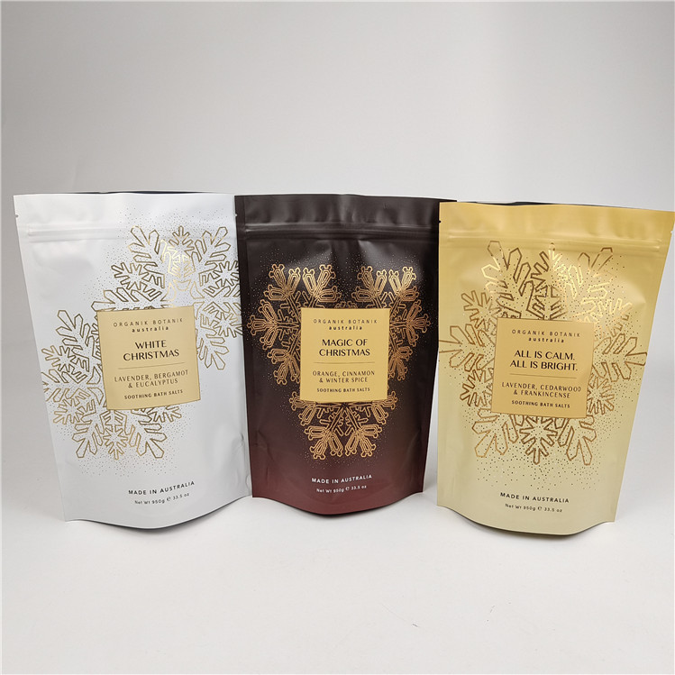 Pacote de moda de alta qualidade reabre-se fácil linha de lágrima Mylar saquetes de sal de banho saco de embalagem