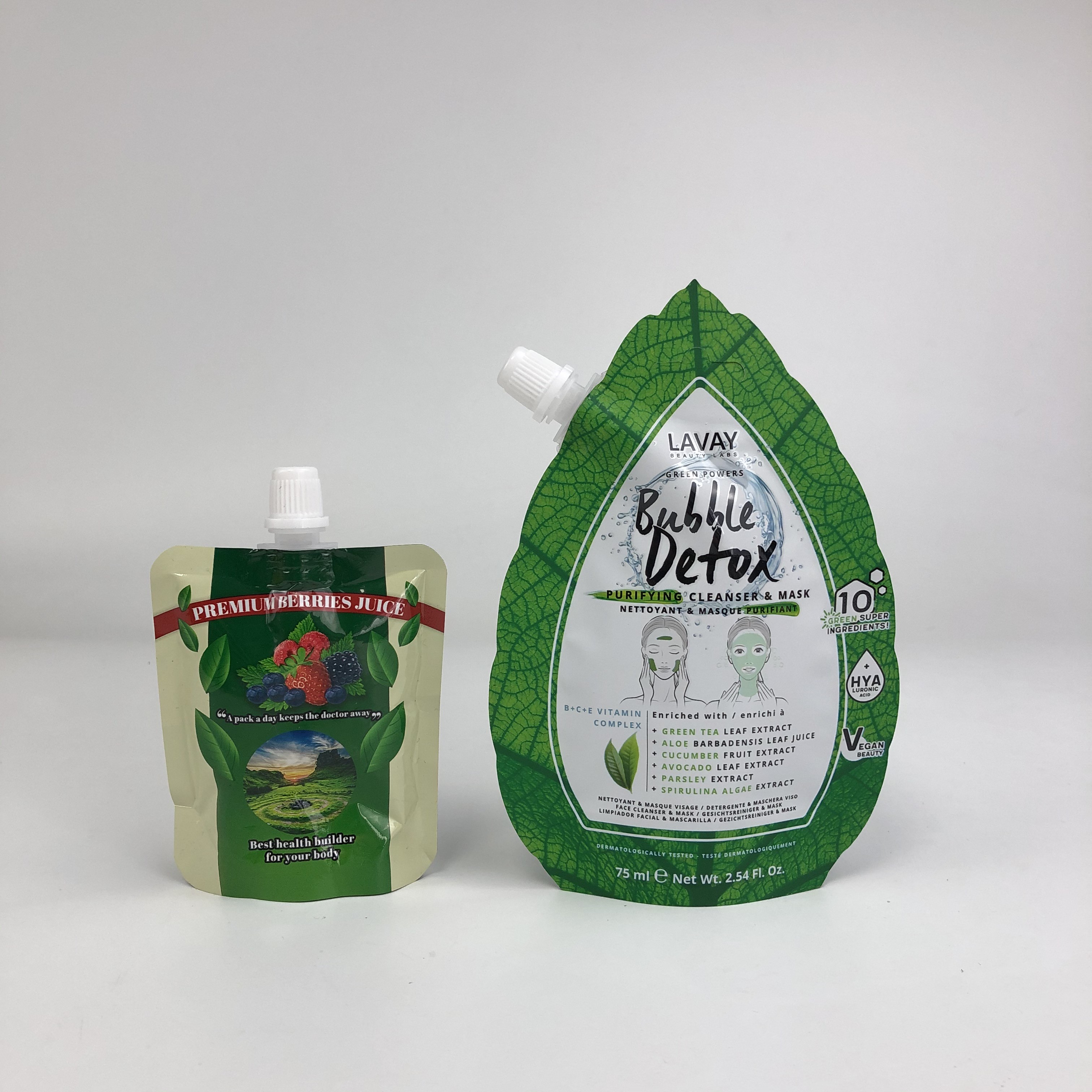 Logotipo personalizado de alta qualidade Impresso Novo Design Bolsas reutilizáveis Comida Bebida Sucos recipiente de leite sacos seláveis