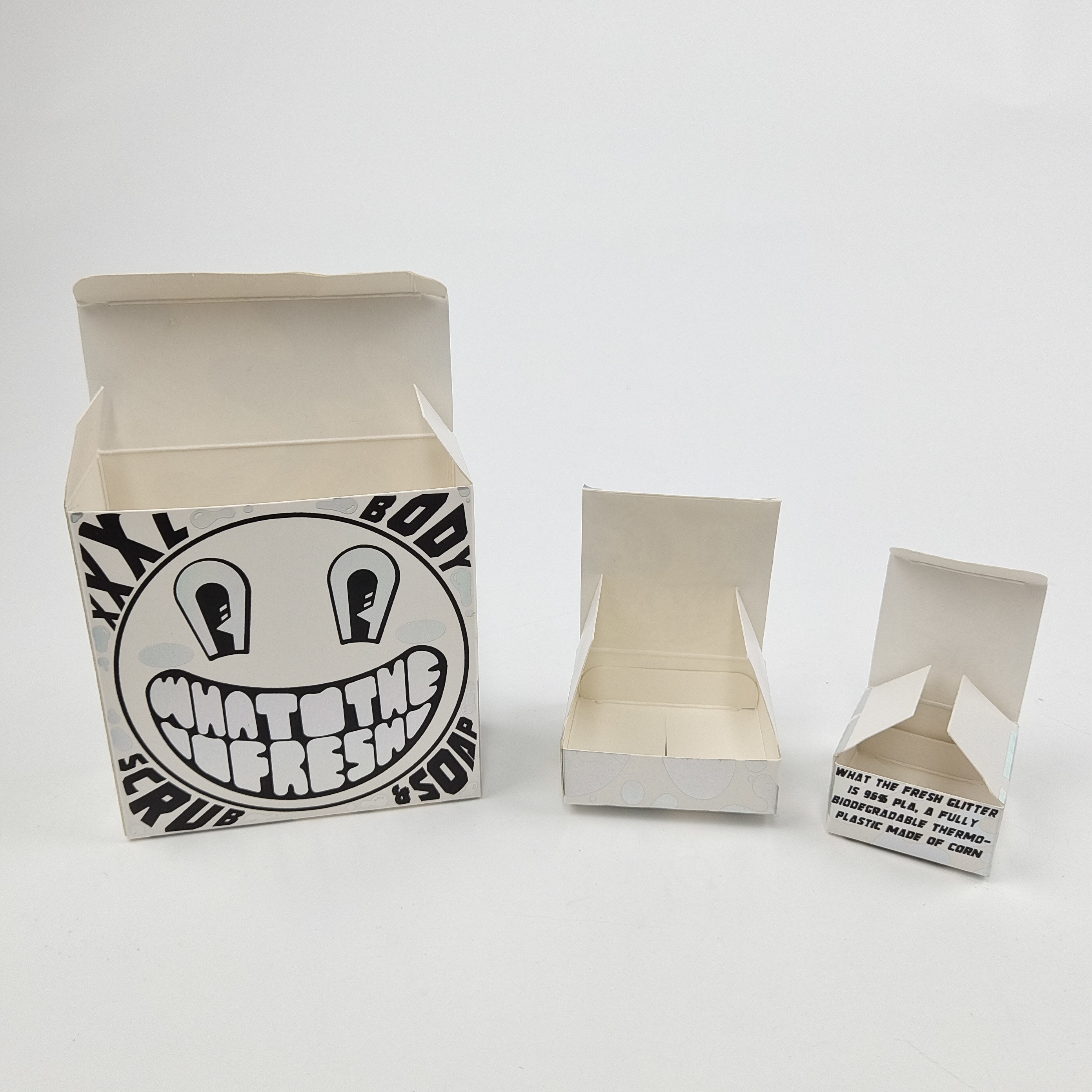 Caixa de papel branco de papelão com filme UV brilhante personalizado 400g para amostra de óleo de argão cosmético