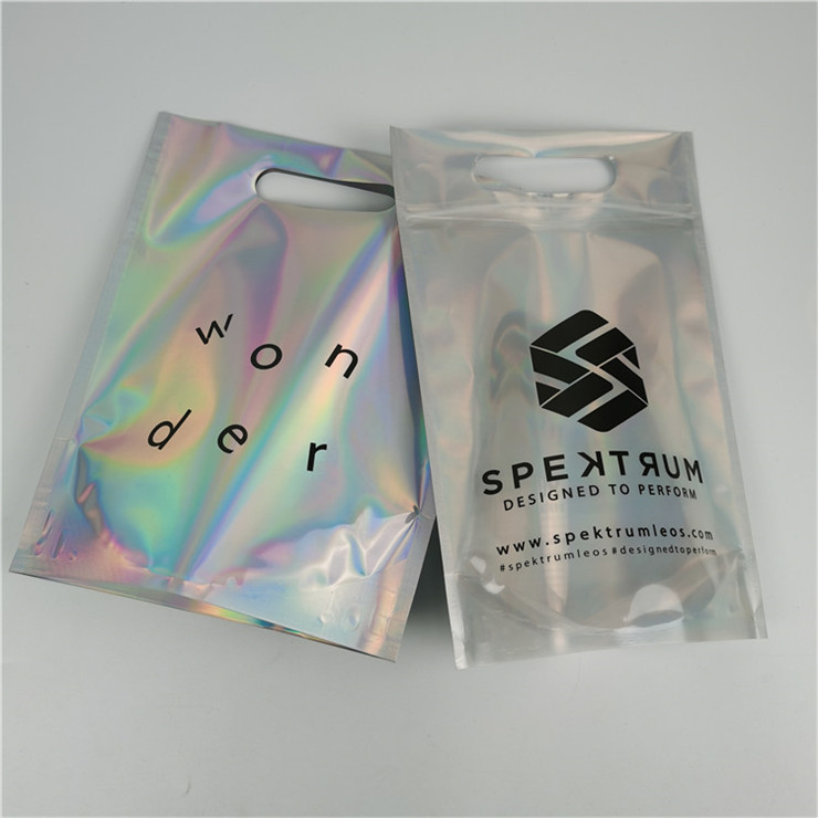 Logotipo personalizado de alta qualidade Impresso Fashion Pack Espessura personalizada Holográfica Proof Leak Film Mylar Bags