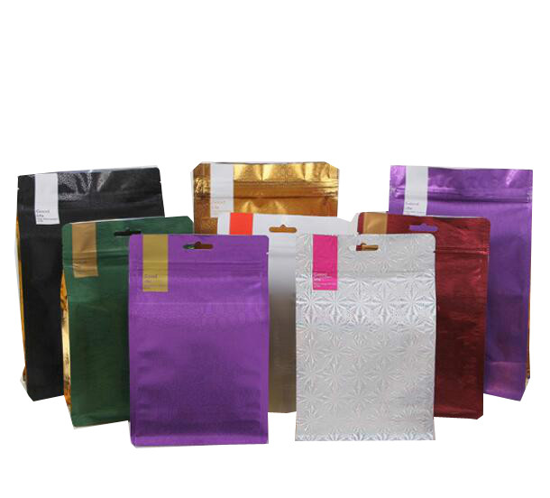 Saco de empacotamento do café liso por atacado da parte inferior do bloco do laço da lata da folha de alumínio com válvula 500g 1kg da desgaseificação