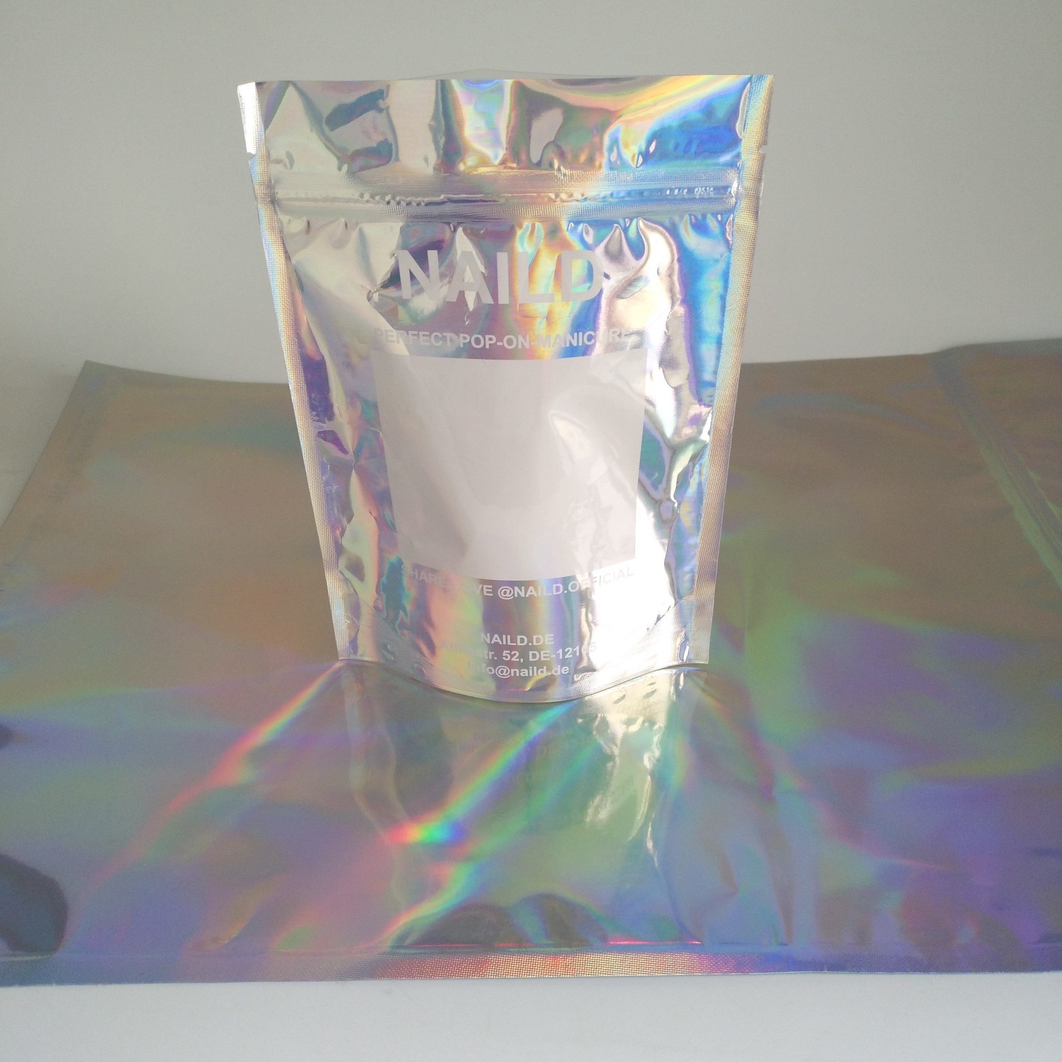 3 sacos Ziplock holográficos selados lado de Mylar para o corpo do pó esfregam produtos