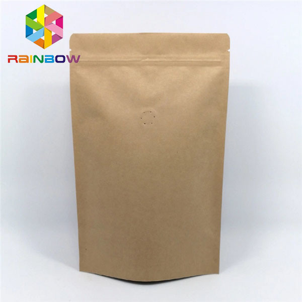 Levante-se sacos de papel personalizados de Brown Kraft saco de papel plástico com o fechamento do fecho de correr para o feijão de café