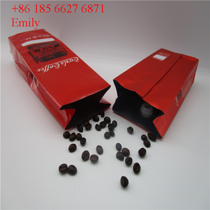 Malote da folha do zíper que empacota 250g 500g com desgaseificação de válvulas de sentido único