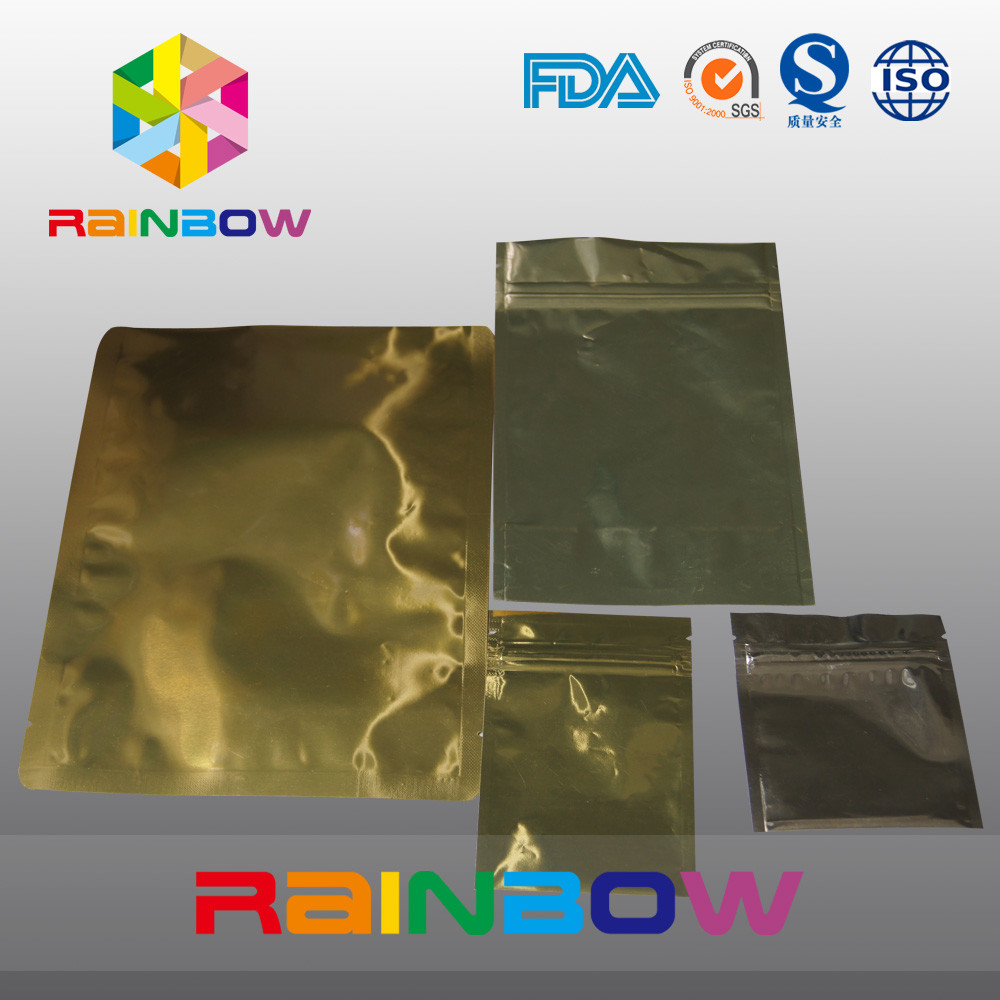 Embalagem estática do malote do zíper do saco da folha de alumínio do ouro anti para produtos eletrônicos