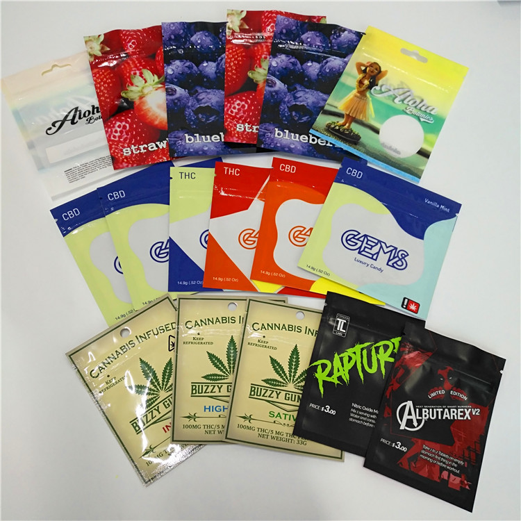 Malote claro da prova do odor de Front Resealable Mylar Bags Ziplock para o armazenamento secado dos petiscos de Gummies das vitaminas do alimento das flores