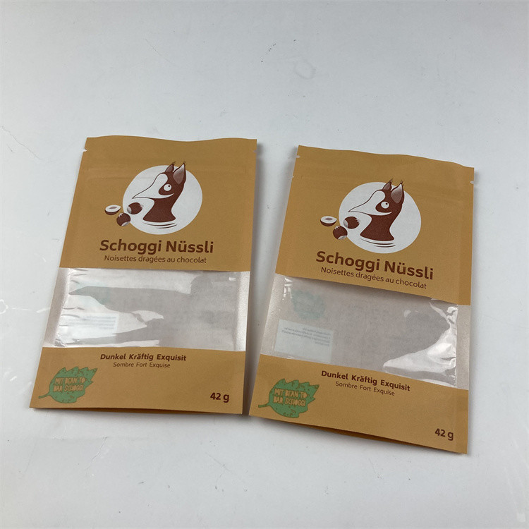 Sacos de papel Resealable personalizados reciclados de Brown Kraft dos alimentos para animais de estimação dos malotes do suporte acima