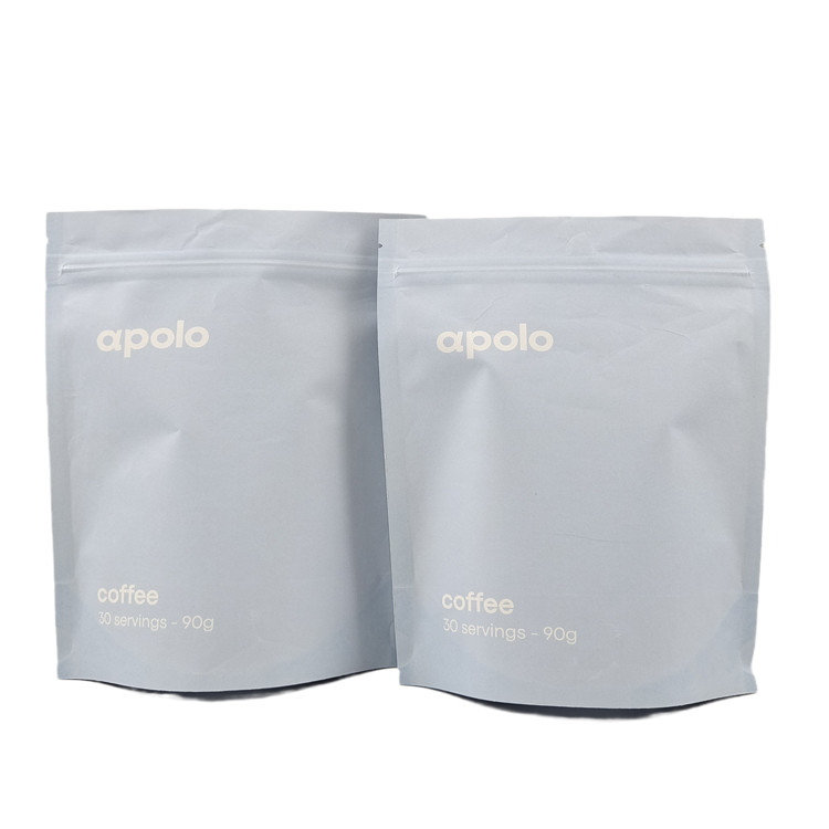 venda a quente cuCstom Bolsa de papel kraft eco-friendly re-sealable impressa para pó de proteína de café
