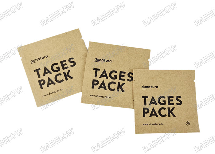 Saquete de chá biodegradável trilateral de selos térmicos de embalagem de chá, saco de embalagem de café, saco de embalagem de comprimidos de papel Kraft