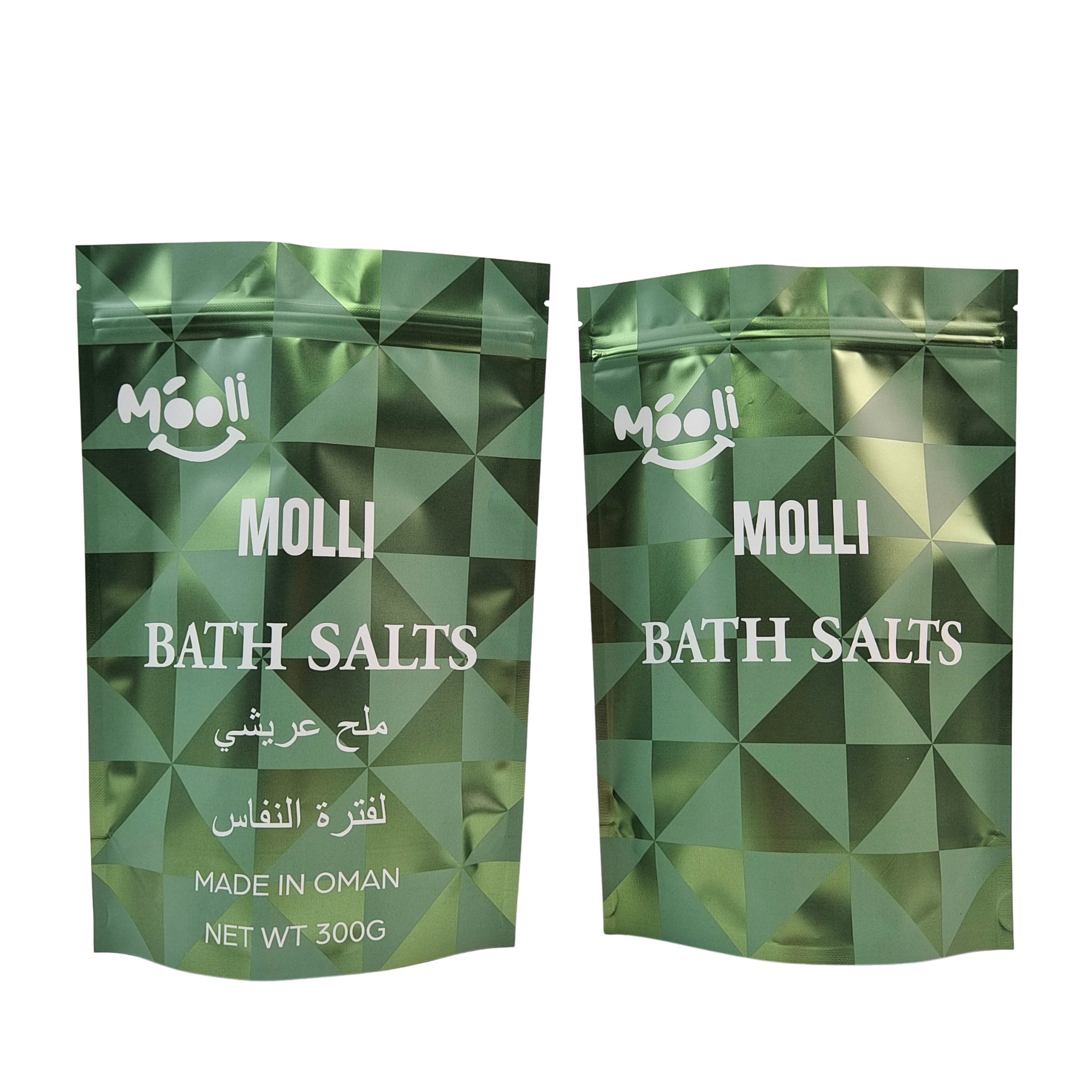 Embalagem de plástico para esfregar o corpo Saco de banho Sal natural de mergulho Sacos Mylar com fecho