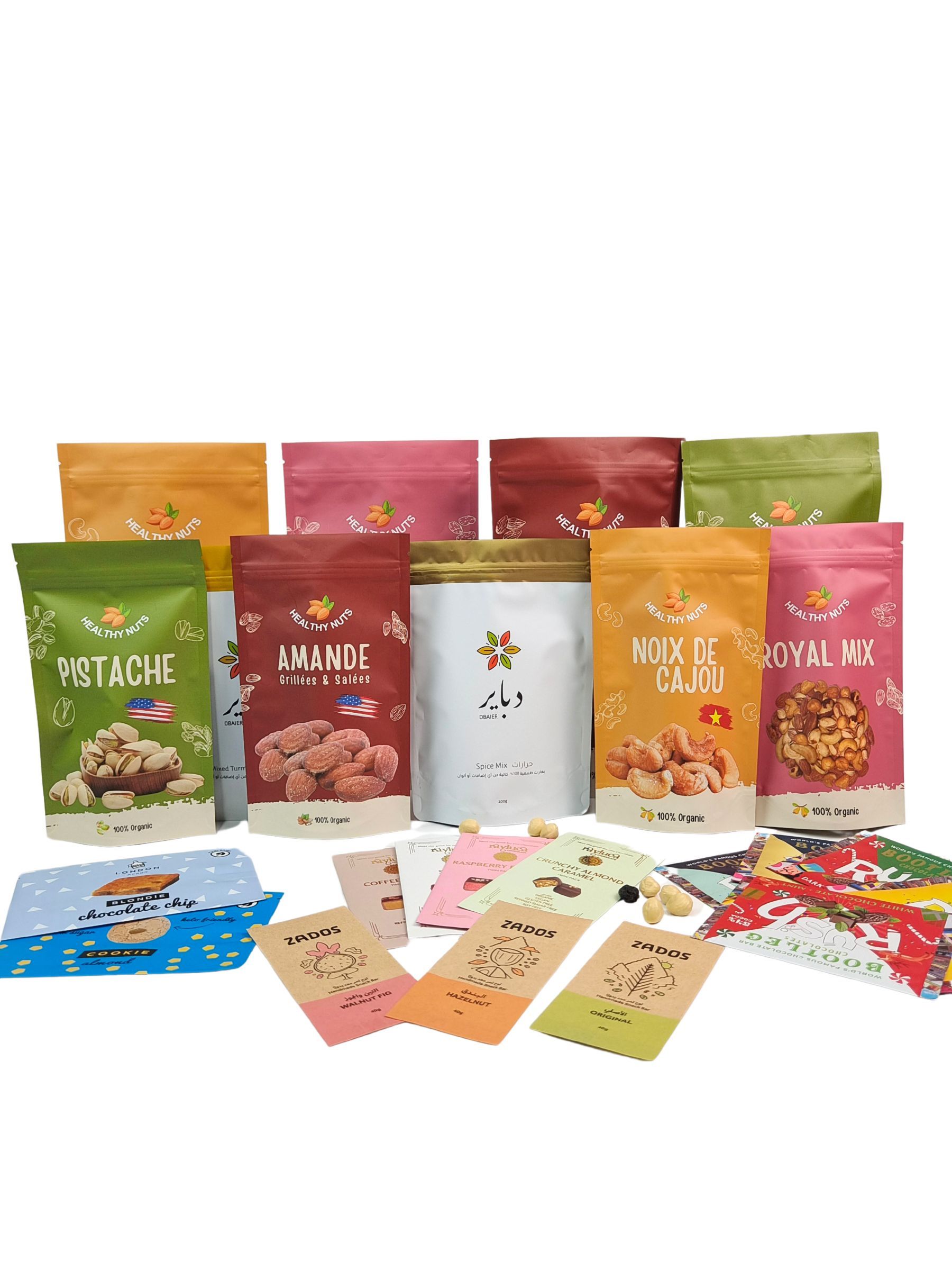 Embalagem de lanches biodegradável de qualidade alimentar, selável a calor, saco de folha de alumínio com zíper para nozes, chá, café, comida para animais de estimação