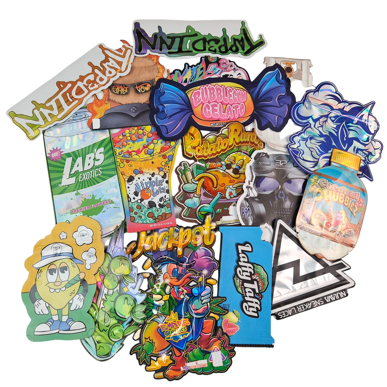 Embalagem Rainbow Custom Die Cut Mylar Bags Forma Especial 3.5g 7g 14g 28g Infantil Proof Proof Comestível Saco de Flor de Plástico