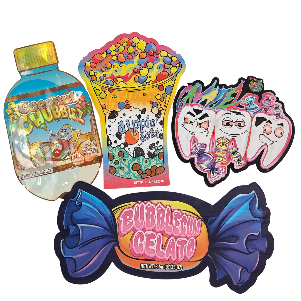 Logotipo Personalizado 3,5g 7g 14g Embalagem Selada de Plástico PE para Alimentos com Zíper e Fecho Hermético, Bolsa Mylar à Prova de Cheiro para Ervas e Gomas, à Prova de Crianças