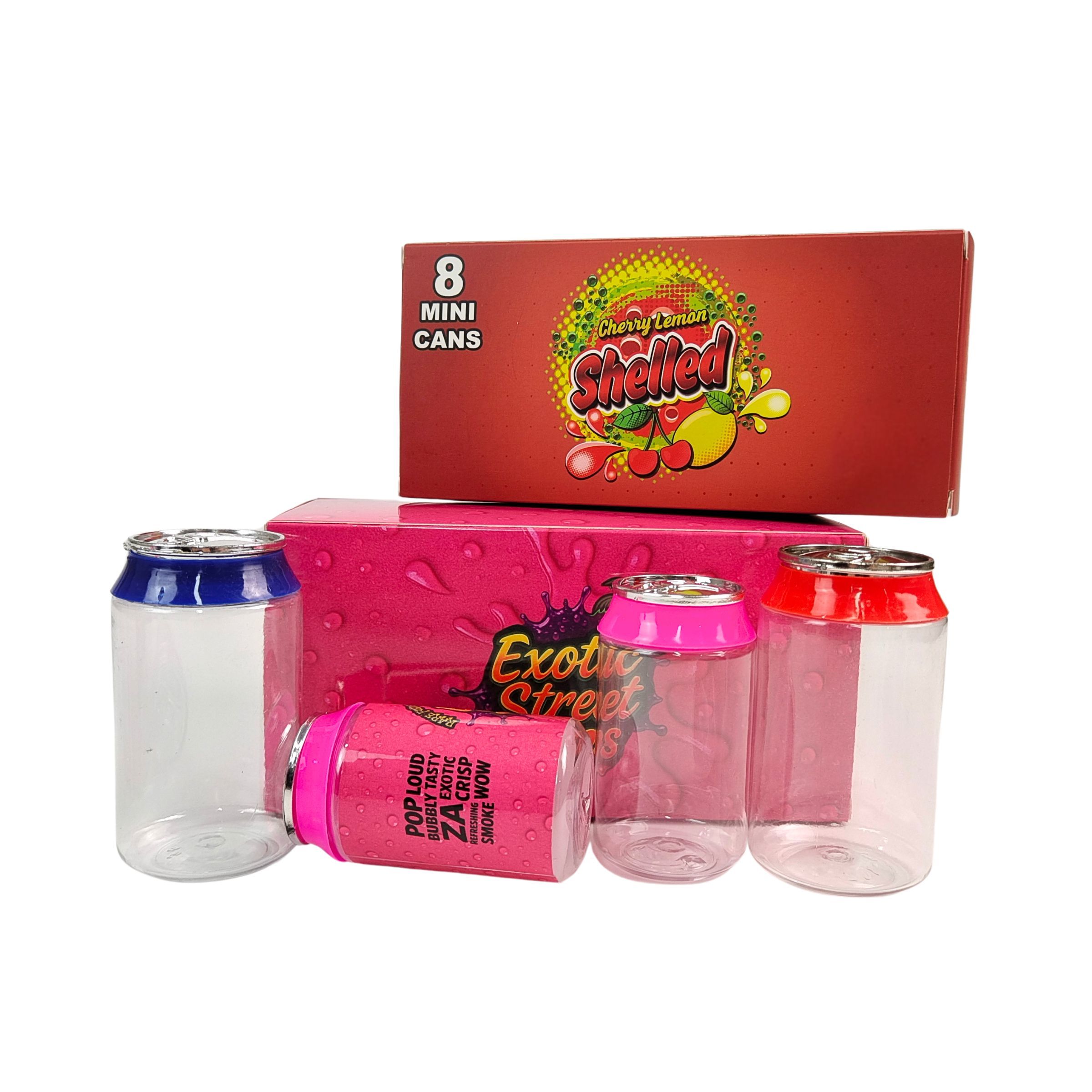 Frasco PET transparente com rótulo personalizado de 3,5g e 7g com tampas de alumínio de rosca para embalagem de alimentos, doces, biscoitos, exibição em caixas de papel