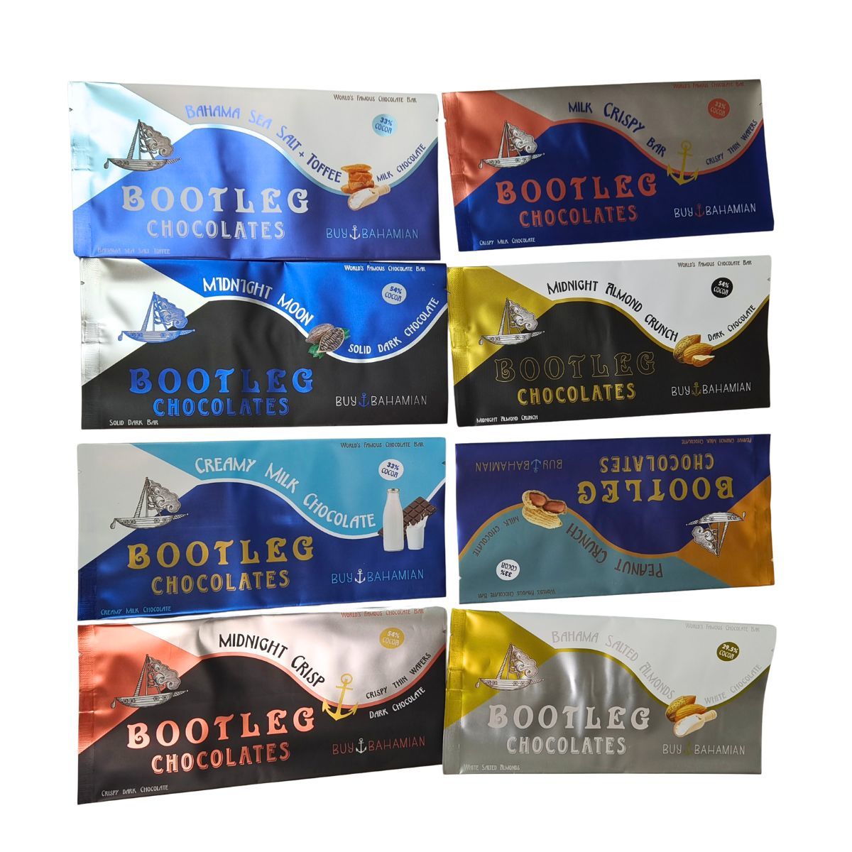 Customized Gold Stamped Back Side Sealed Stand Moisture Proof Flat Pouch Snack Energy Bar Nut Chocolate Packaging LDPE Bags