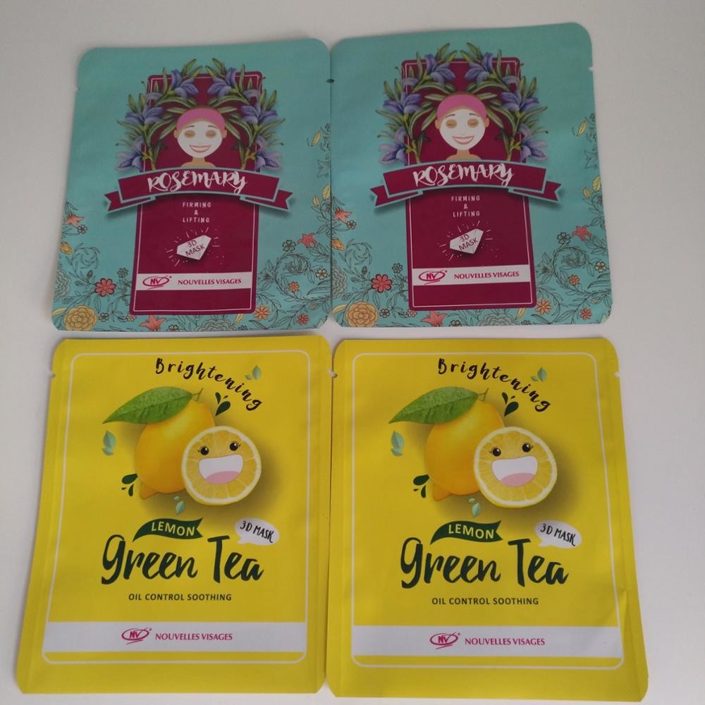 Matt plástico máscara facial embalagem Holográfico Tear Notch com linha de laser fecho