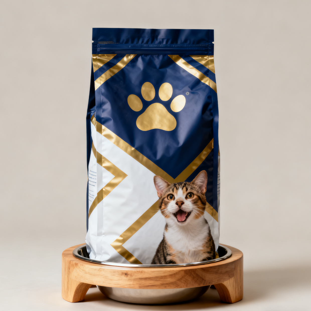 Sacos Mylar Personalizados Biodegradáveis para Embalagem de Alimentos para Animais, com Reforço Lateral, para Cães e Gatos, com Zíper e Válvula