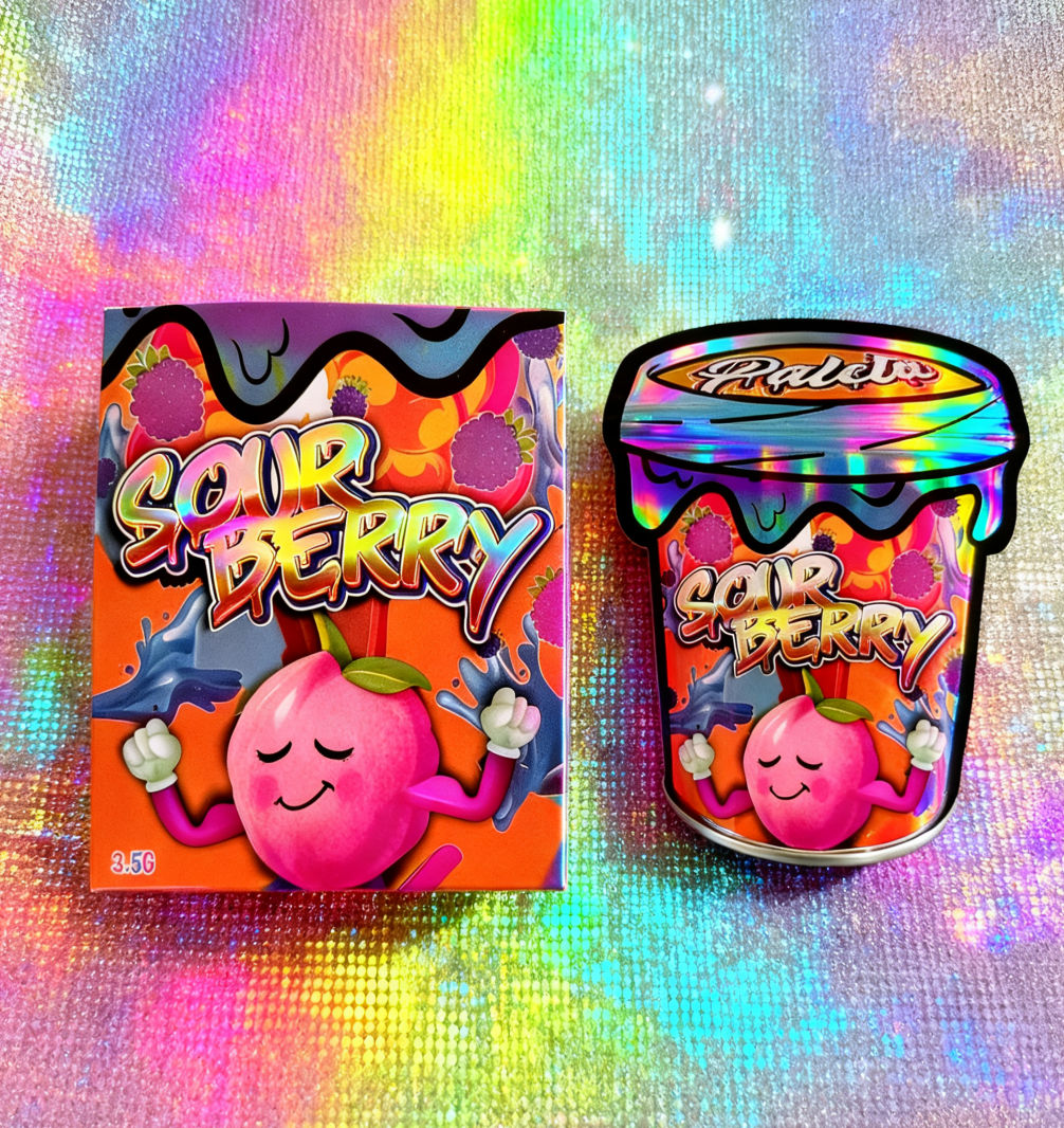 Conjunto de Embalagens Holográficas de Caixa e Saco 3.5 Mylar Resealáveis 3.5g Sacos Mylar Die Cut para Comestíveis com Caixas de Cereais para Exibição