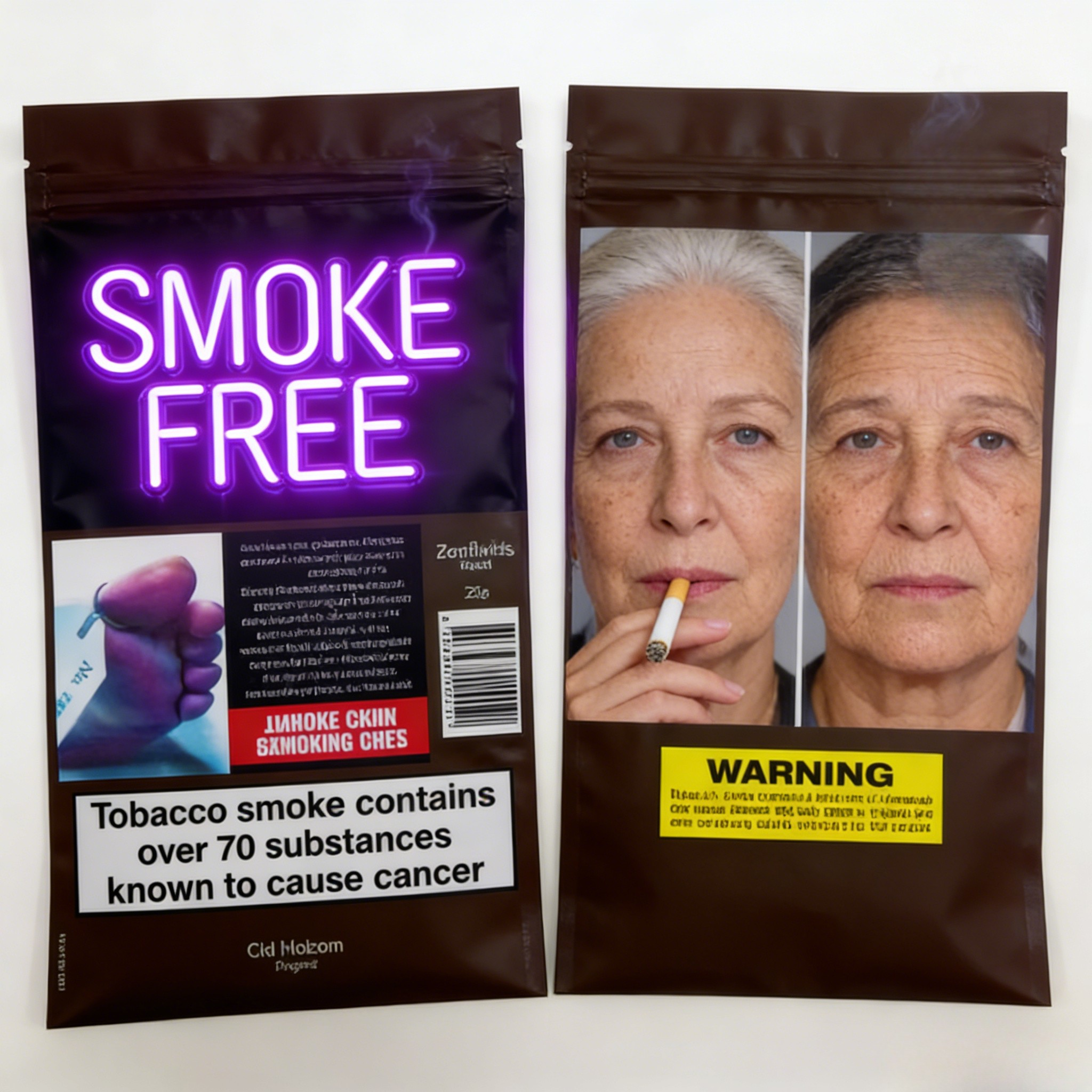 Selo resealável de 3 lados 25g 30g 40g 50g 100g saco de cigarro de folha de fumo bolsa de tabaco de rolamento com zíper