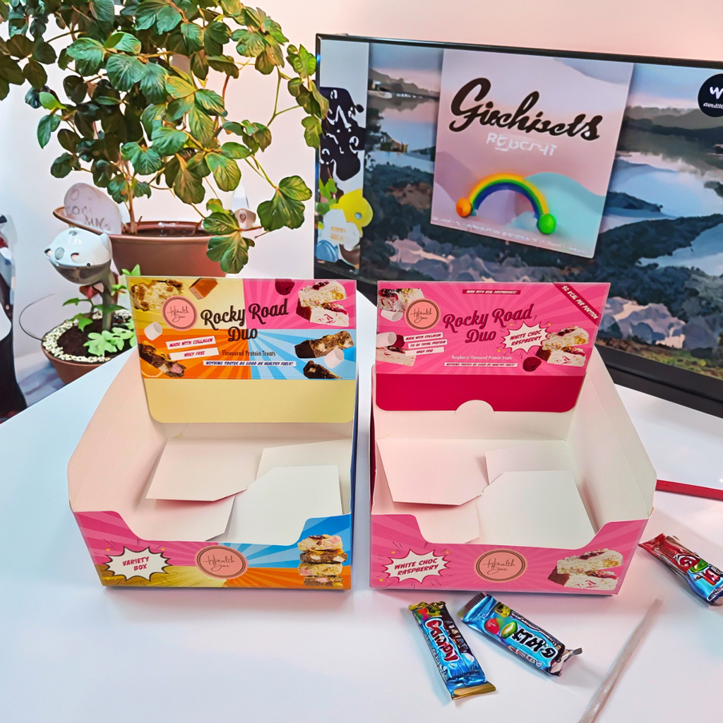 Caixa de cartão impressa personalizada com espessura de 350 g e estampagem a quente para embalagens de lanches de varejo