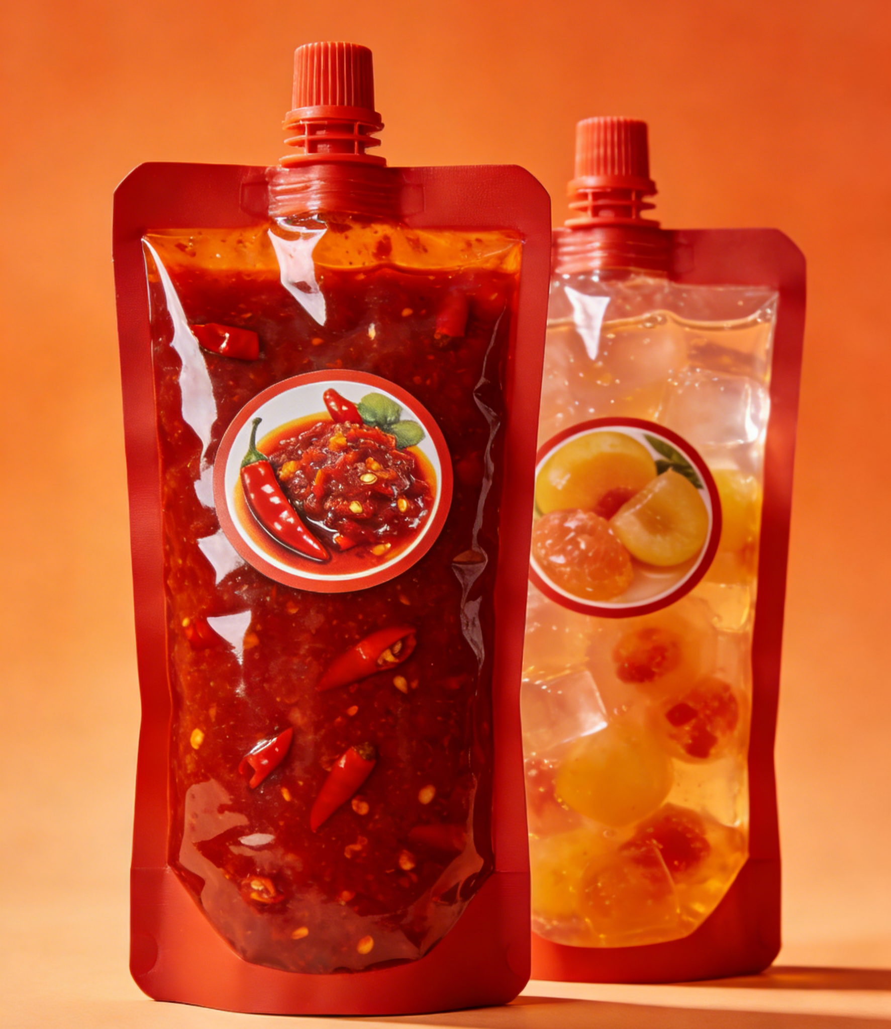 Bolsa de bico à prova de vazamento, 150ml 200ml 300ml, doypack de qualidade alimentar, molho de pimenta, suco, comida para bebê, bolsa de bico