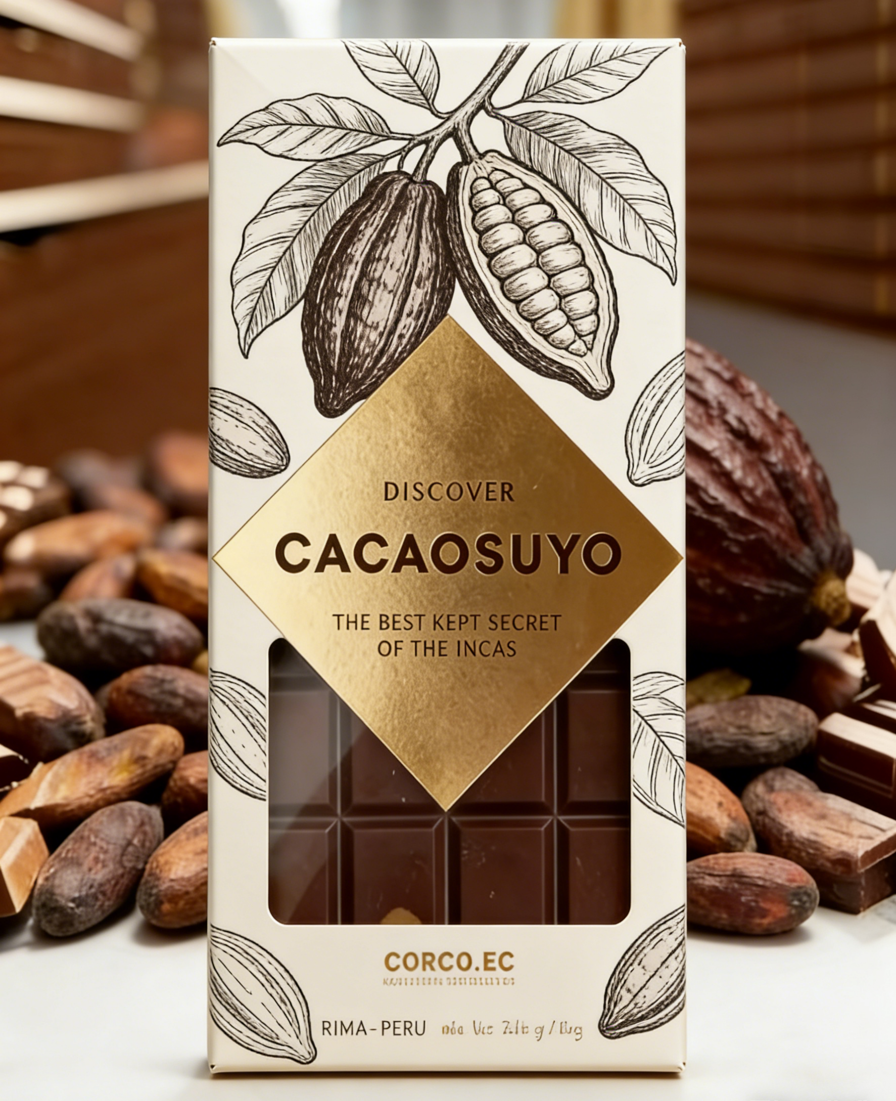 Caixa de Papel Kraft Biodegradável de Grau Alimentício Personalizada com Janela Transparente para Embalagem de Barra de Chocolate